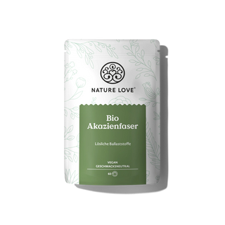 Nature Love Bio Akazienfaser Pulver, lösliche Ballaststoffe, vegan, 60 Portionen, Bio-Qualität.