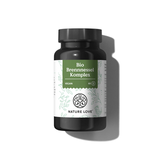 Bio Brennnessel Komplex Kapseln von Nature Love aus Bio-Rohstoffen, vegan, hochdosiert und enthält 60 Kapseln.