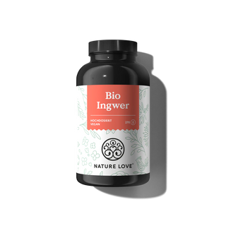 Nature Love Bio Ingwer Kapseln, hochdosiertes Ingwerwurzelpulver in Bio-Qualität hervor.