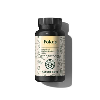 Fokus Kapseln von Nature Love, 90 vegane Kapseln mit Brahmi, Ginseng, Citicolin und Ginkgo