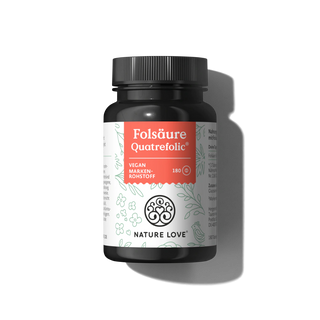 Nature Love Folsäure Quatrefolic® Tabletten 180 vegane Tabletten - perfekt für Kinderwunsch und Schwangerschaft.
