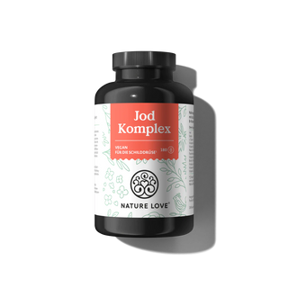 Jod Komplex Kapseln von Nature Love vegane Kapseln zur Unterstützung der Schilddrüse als Jod Selen Komplex.