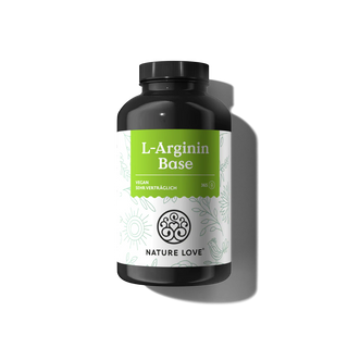 L-Arginin Base Kapseln von Nature Love - perfekt für alle, die L-Arginin oder Aminosäure Kapseln in ihr tägliches Programm aufnehmen wollen.