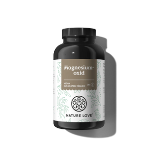Nature Love Magnesiumoxid Kapseln mit hochdosiertem Magnesium, veganer Rezeptur und 365 Kapseln - ideal als Jahresvorrat