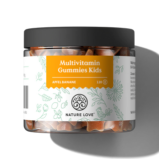 Nature Love Multivitamin Gummies Kids: 120 vegane Gummibärchen mit Apfel-Bananen-Geschmack für Kinder, Immunstärkung.