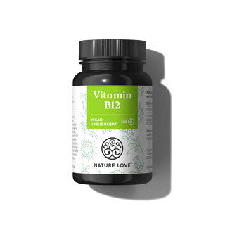 Nature Love Vitamin B12 Tabletten (vegane, hochdosierte, bioaktive Form) mit 180 Tabletten (6-Monats-Vorrat)